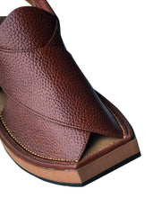 Gharial Premium Kaptaan Chappal- Burgundy