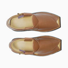 Gharial Premium Peshawari Chappal- Tan