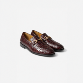 Dark Brown Croc Bit Loafers