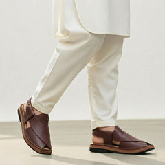 Gharial Premium Kaptaan Chappal- Burgundy