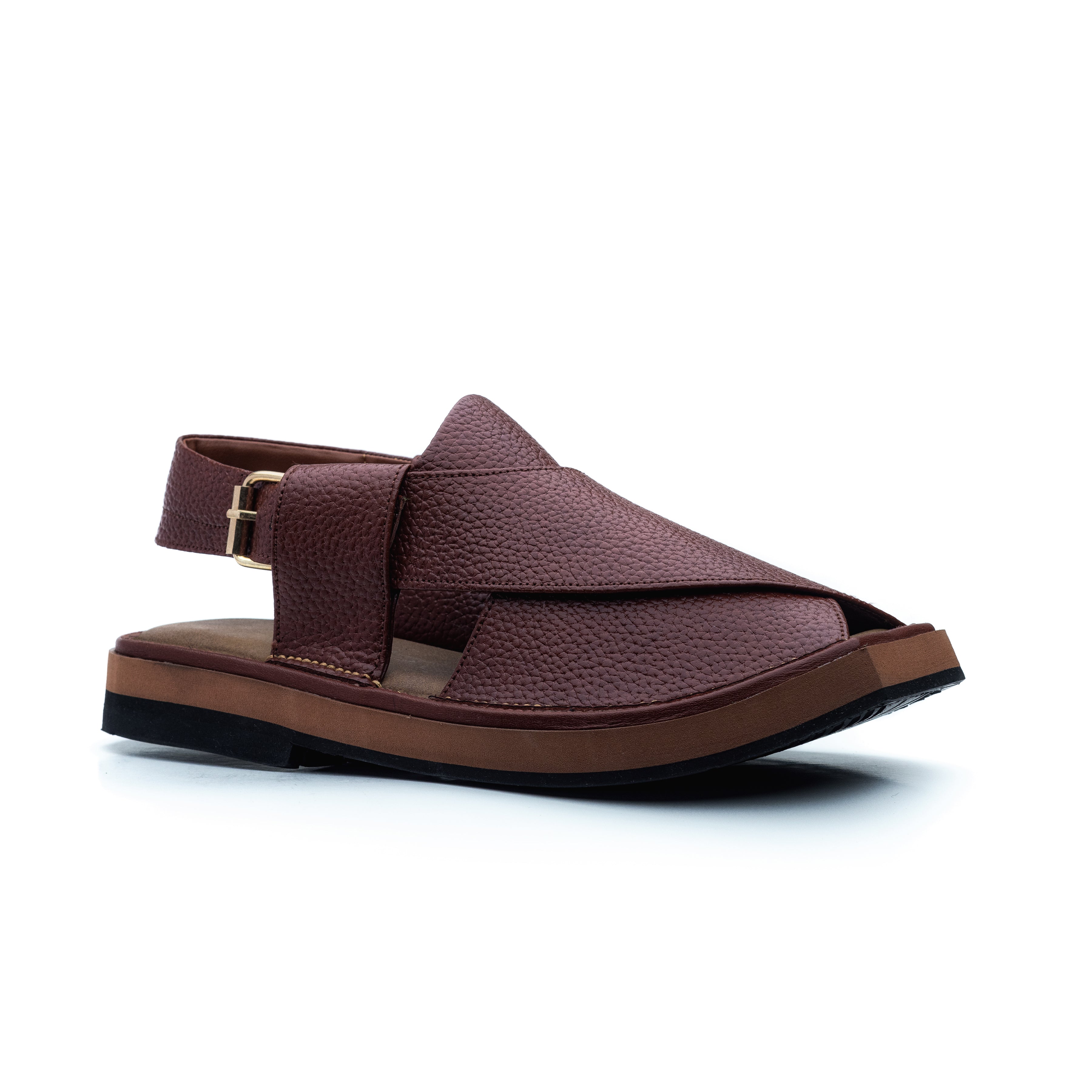 Gharial Premium Kaptaan Chappal- Burgundy