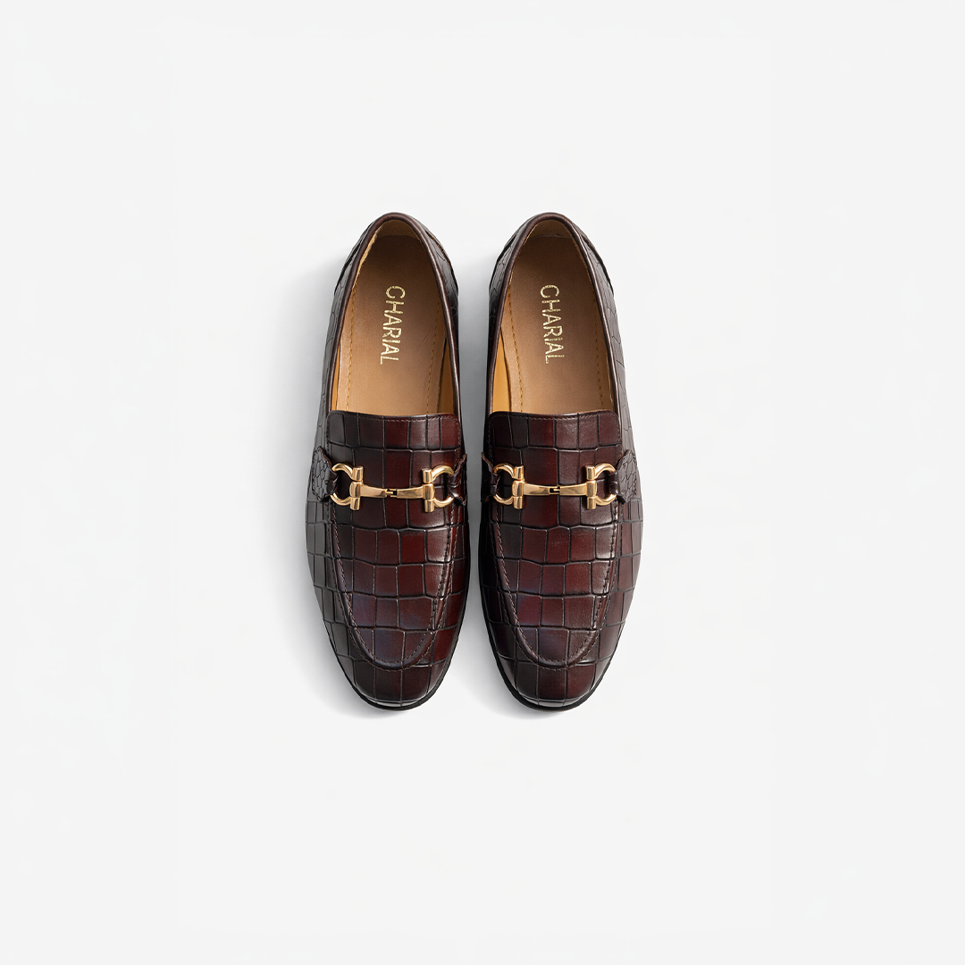 Dark Brown Croc Bit Loafers