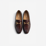 Dark Brown Croc Bit Loafers