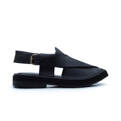Gharial Premium Kaptaan Chappal- Onyx