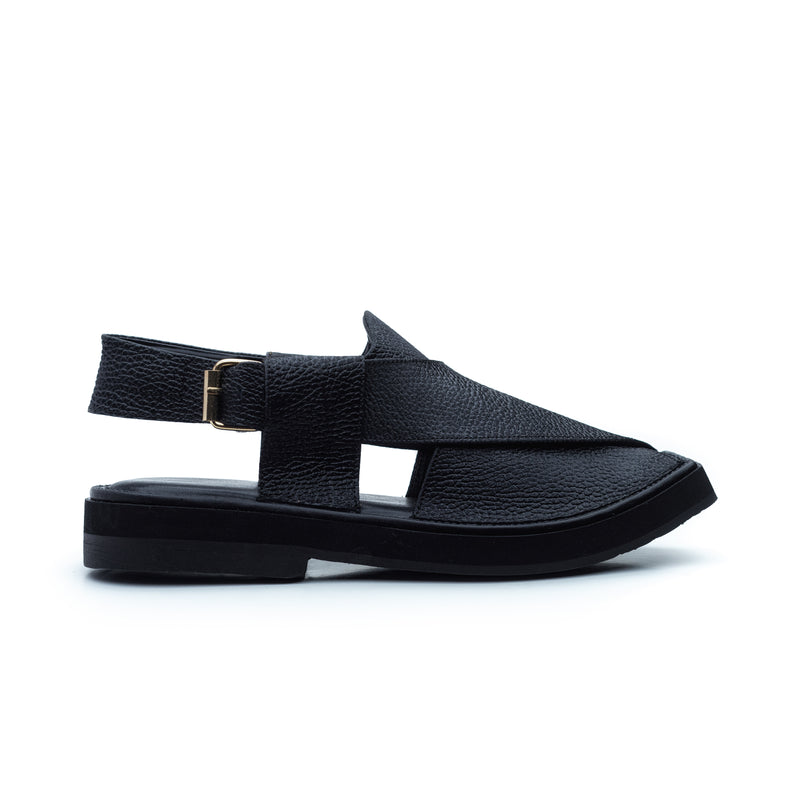 Gharial Premium Kaptaan Chappal- Onyx