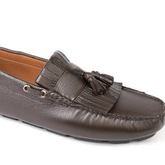 GHARIAL BROWN MILLED DRIVER MOCCASINS