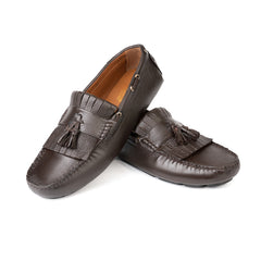 GHARIAL BROWN MILLED DRIVER MOCCASINS