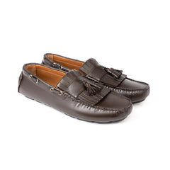 GHARIAL BROWN MILLED DRIVER MOCCASINS