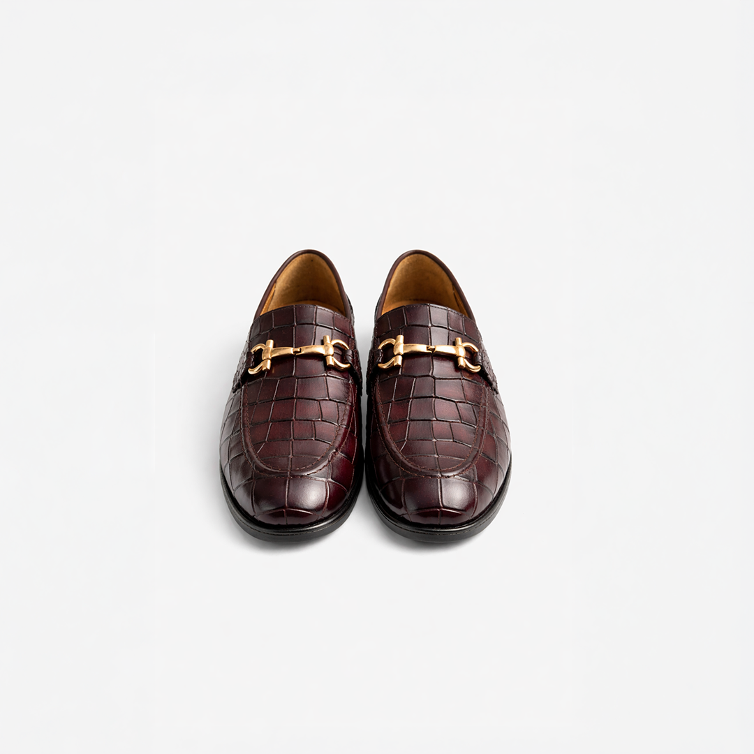 Dark Brown Croc Bit Loafers