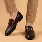 Dark Brown Croc Bit Loafers