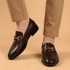 Dark Brown Croc Bit Loafers