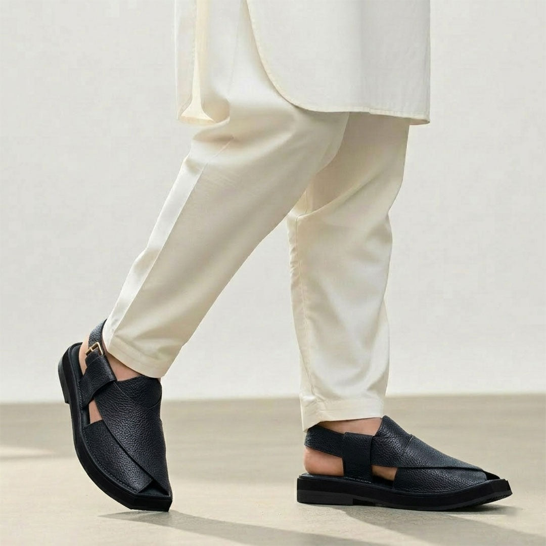 Gharial Premium Kaptaan Chappal- Onyx
