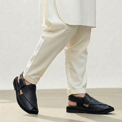 Gharial Premium Kaptaan Chappal- Onyx