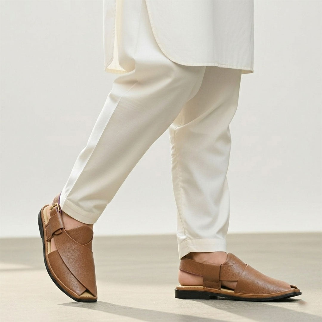 Gharial Premium Peshawari Chappal- Tan