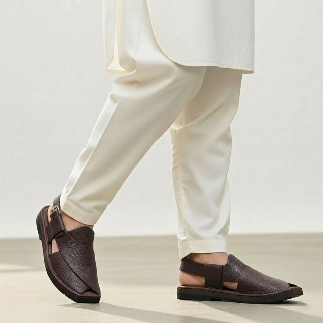 Gharial Premium Kaptaan Chappal- Brown